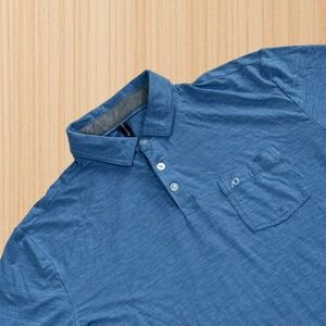 AndersonOrd Mens Performance Polo Shirt Blue L Short Sleeve Golf Chest Pocket